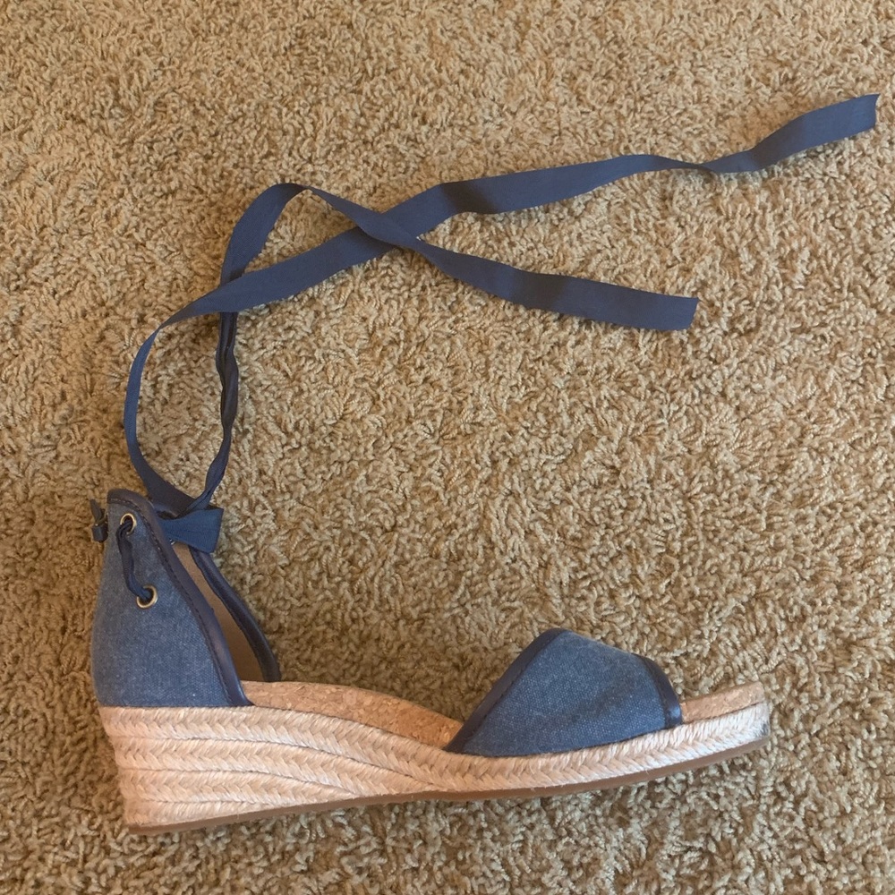 Denim summer wedges